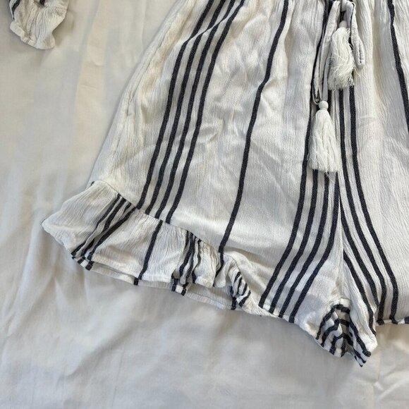 American Eagle White Black Stripe Boho Flare Sleeve Romper | Size XS - Picture 2 of 7